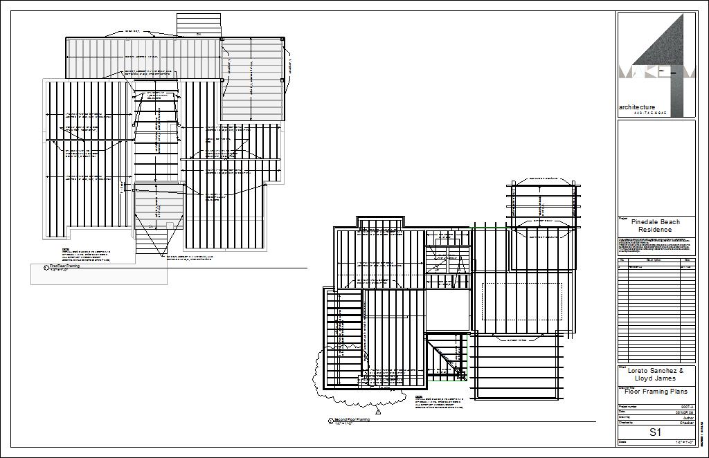Drawing Sheet S1 Floor Framing Plans